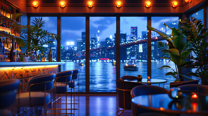 Manhattan Twilight, Iconic Skyline and Brooklyn Bridge, New Yorks Dazzling Evening - obrazy, fototapety, plakaty