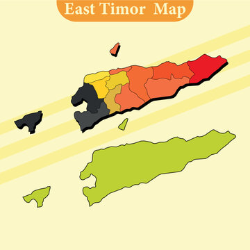 Vector East Timor map vector with regions and cities lines and full every region