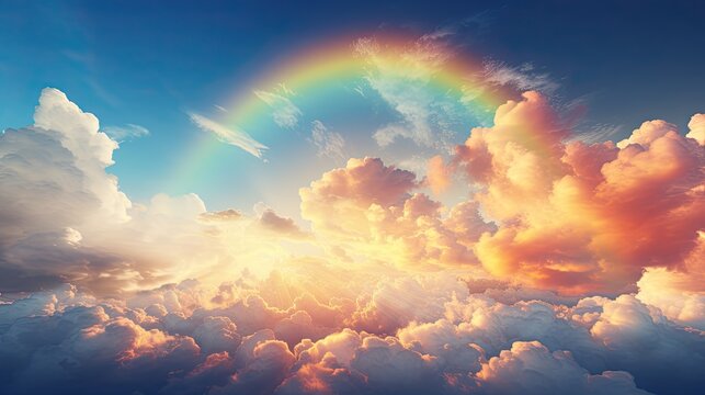 bright rainbow stretched across the sky