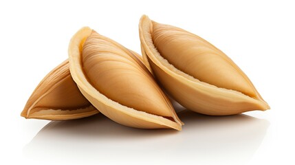 two fortune cookies in profile cut_ and paste gongbi white Background, Chinese Food