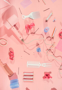 pink beauty and hairdressing equipment