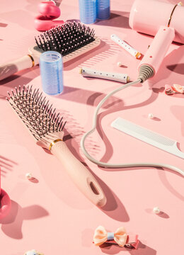 pink hairdressing salon tools