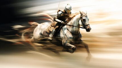 Fototapeta premium An abstract interpretation of a disabled knight in motion shot from a fast paced camera angle to create a sense of urgency