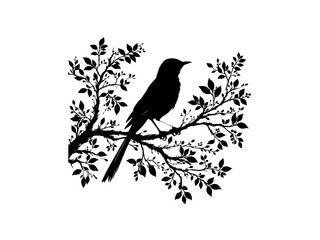 Serenity in Flight: Detailed Bird on Tree Branch Vector Illustration