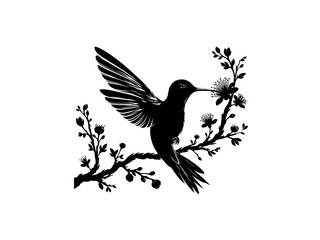 Nature's Serenity: Bird on Tree Branch Vector - Perfect for Designs, Illustrations, and Nature-themed Projects