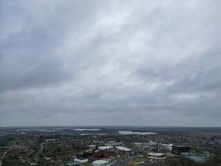 High Angle View of Corby City of England During Cloudy Day