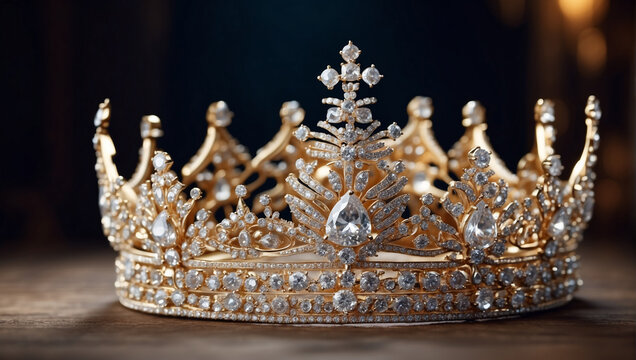 Crown with diamonds on dark background