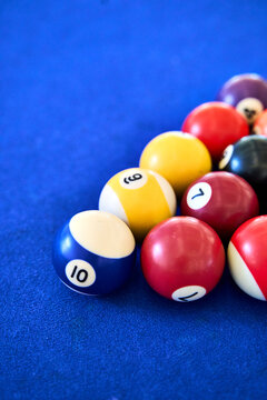 Pool balls set for play 