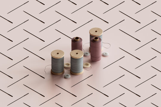 sewing tools. 3d render