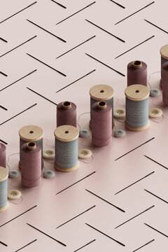 a row of sewing tools