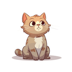 A cartoon illustration of a cat looking calm. 