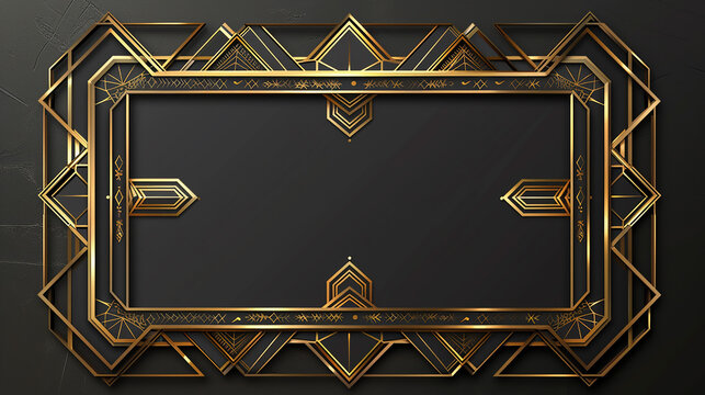 A parallelogram-shaped, golden vintage frame with geometric patterns, ideal for creating a contemporary display.