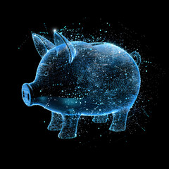 Naklejka na ściany i meble A blue digital piggy bank 