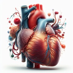 Realistic 3d rendered Image of human heart - obrazy, fototapety, plakaty