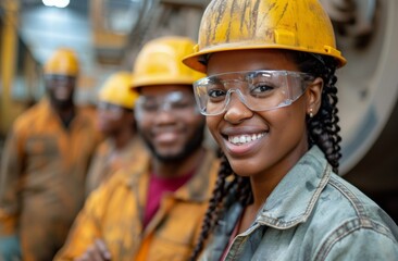 Group of People Wearing Hard Hats and Safety Glasses