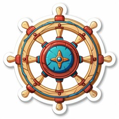 Marine steering wheel, illustration 
 for the design, a 3D sticker.