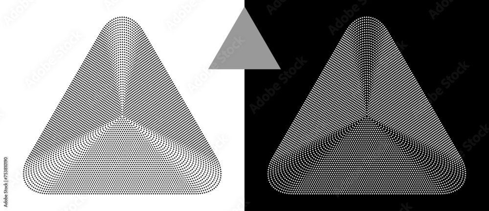 Poster Abstract background with triangles in triangle. Art design element as logo or icon. A black figure on a white background and an equally white figure on the black side.