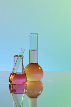 liquid in test tubes and laboratory glassware