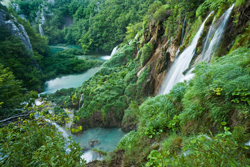 Kroatien, Nationalpark Plitvice, Wasserfall - obrazy, fototapety, plakaty