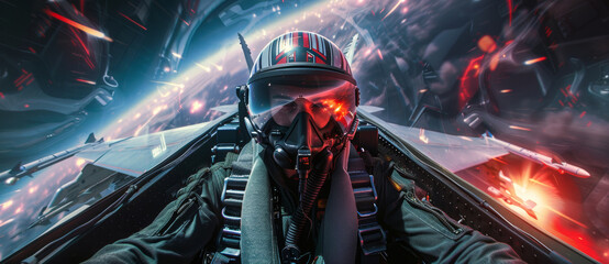 View from a combat pilot's cockpit during intense flight with visual effects