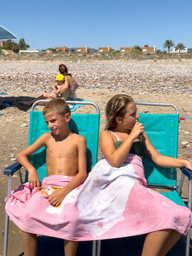 kids having fun at the beach