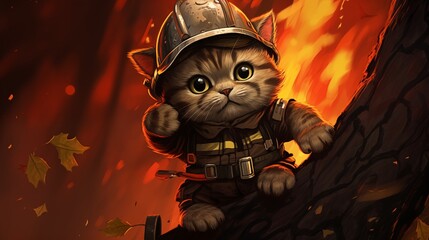 A firefighter kitten