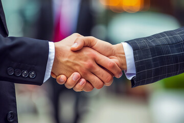 Close-up of business people shaking hands - AI Generated