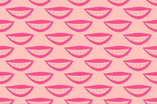 Red lips smile illustration, laughing happiness concept