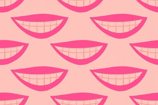 Red lips smile illustration, laughing happiness concept