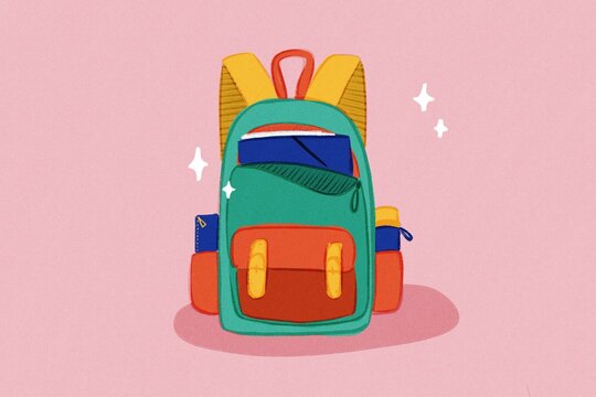 Back to school backpack still life. Concept illustration