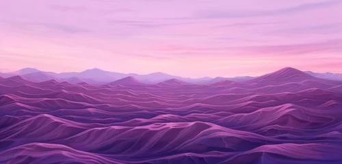 Wandcirkels plexiglas A digital watercolor vista of a desert with flowing burgundy sands beneath a soft violet dusk sky © Riffat