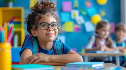 Girl Focused on Studying in Classroom Surrounded by Classmates