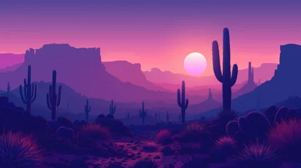 Schilderijen op glas The desert with the rising moon at dusk © Landscape Planet