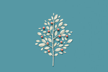 Arrangement of paradise apples, silver twigs and leaves