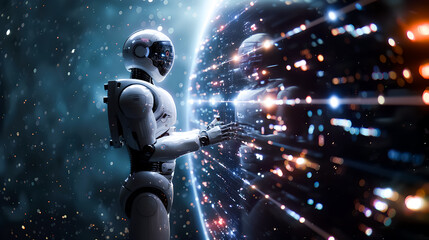 AI robot, inside a big data server of an internet website