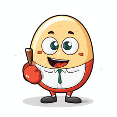 Boiled egg dietitian with speech bubble cartoon. 