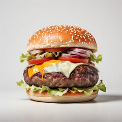 burger in a purely white transparent background ai generative high quality image