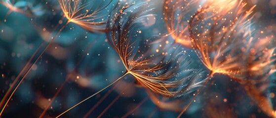 Glittering Bloom: Macro capture reveals dandelion's shiny, glittery transformation.