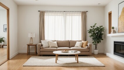 modern living room with wall art, mockup wall art. 3D render