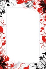 Fototapeta na wymiar cornice bordo confine decori floreali inchiostro rosso e nero