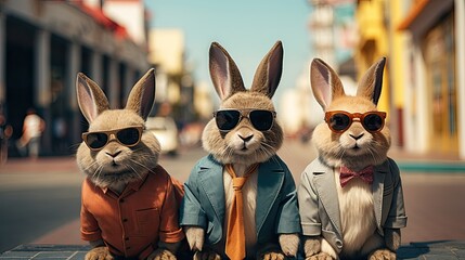 Easter bunnies in city