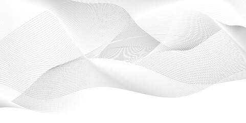 Abstract white blend waves lines and technology transparent gradient background. Modern white flowing wave lines and glowing moving lines. Futuristic technology and sound digital wave line background.