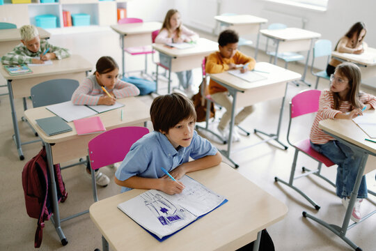 Students working on written task 