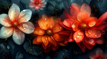 Abstract colorful glowing 3D flower as wallpaper
