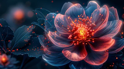 Gordijnen Abstract colorful glowing 3D flower as wallpaper © Mudassir