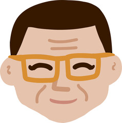 Character smiling man different age and ethnicity. Chinese Young and aged, diverse. Vector flat illustration 