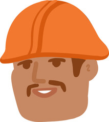 Character smiling man different age and ethnicity. Young and aged, diverse. Vector flat illustration . Builder 