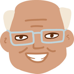Character smiling man different age and ethnicity. Young and aged, diverse. Vector flat illustration 
