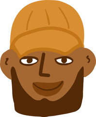 Character smiling man. Afro American,young and aged. Vector outline illustration, linear, thin line, hand drawn sketch, doodle