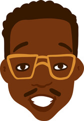 Character smiling man. Afro American,young and aged. Vector outline illustration, linear, thin line, hand drawn sketch, doodle